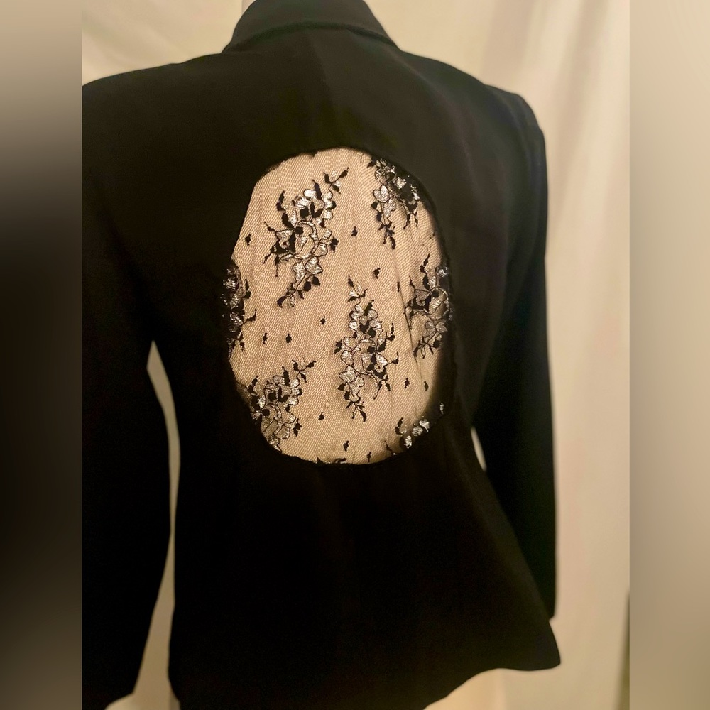 One of a kind handmade blazer with lace detail